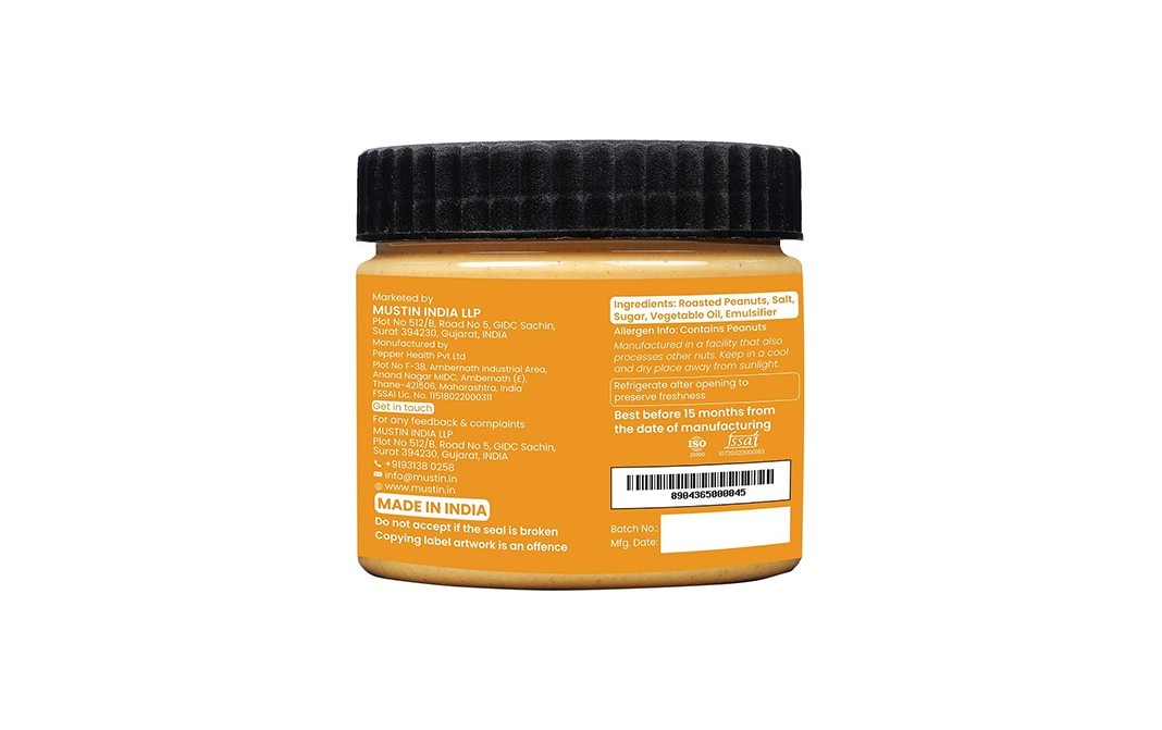 Mustin Classic Peanut Butter Chunky   Plastic Jar  340 grams